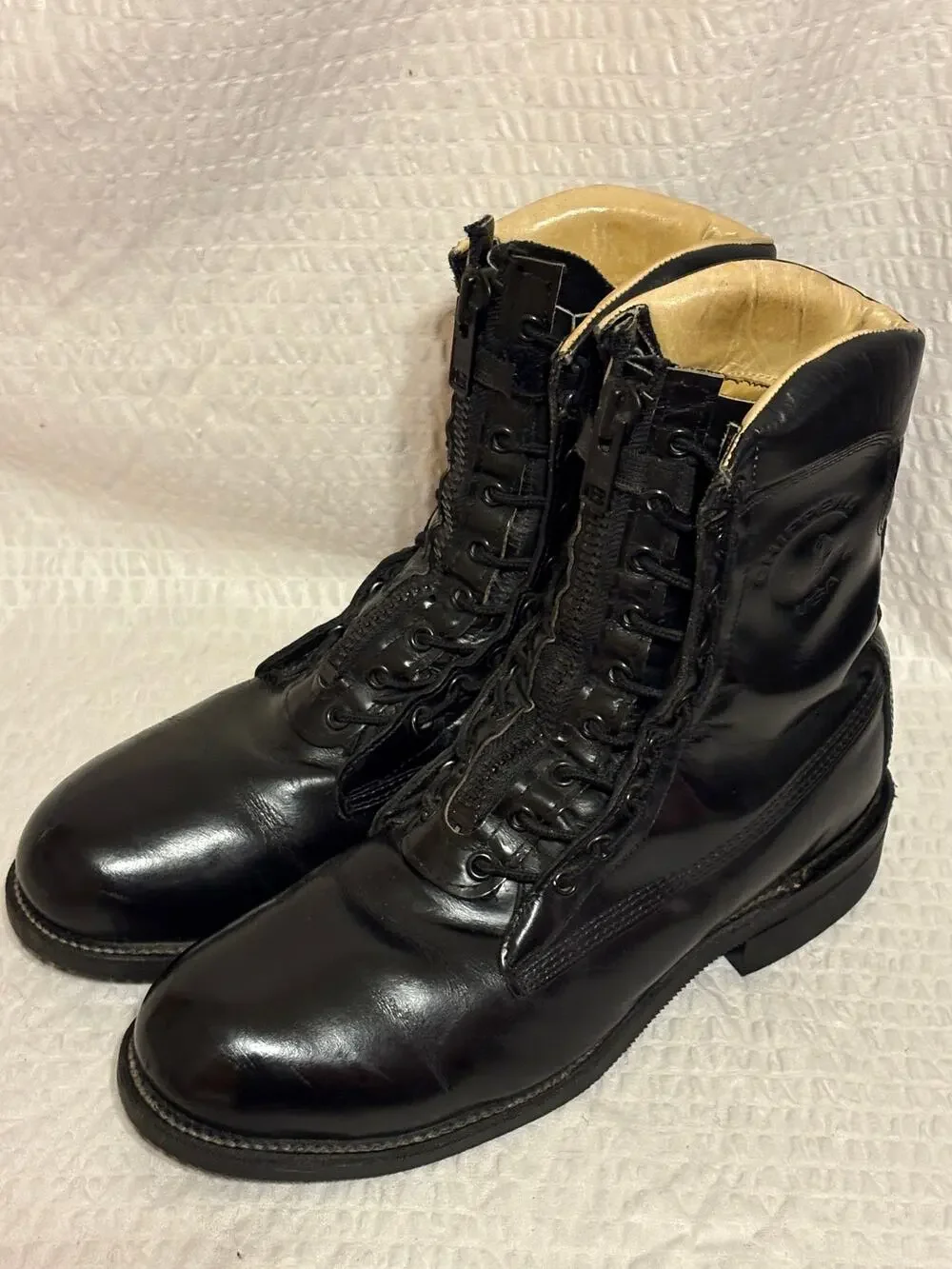 Chippewa USA VTG Steel Toe Black Leather Trooper Tactical Moto Boots Men Size 9C